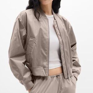 Athleta Flex Bomber Jacket Size XS Mortar Mushroom NWT